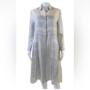 Versace Womens Button Front Collared Silk Medusa Shirt Dress Gray Size IT 36